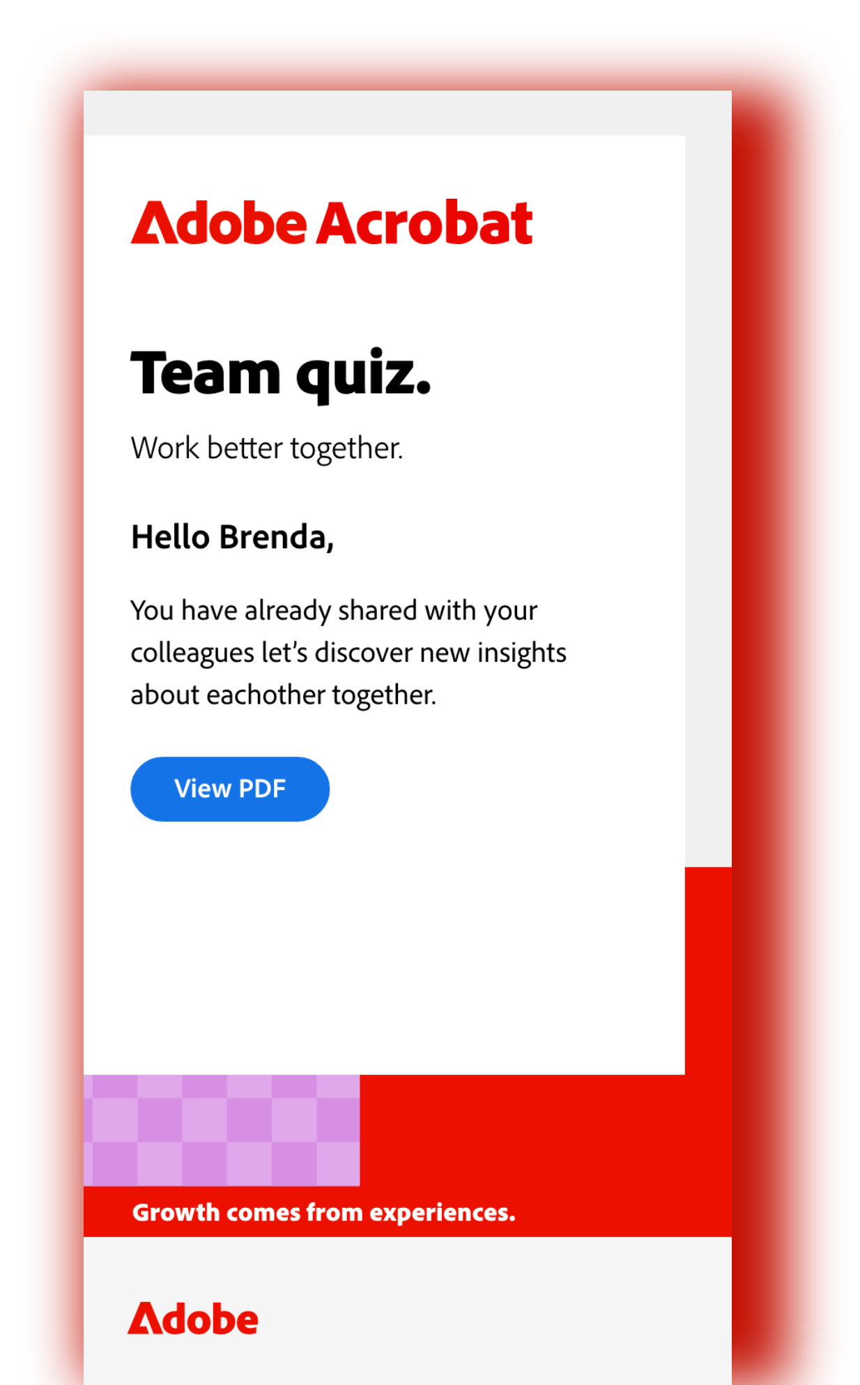 Emailing with information about a register